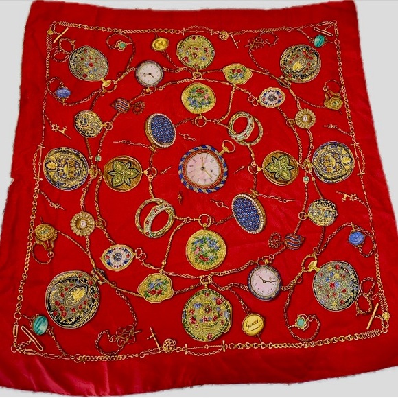 Vintage 100% Silk Red Gucci Scarf - Picture 1 of 10